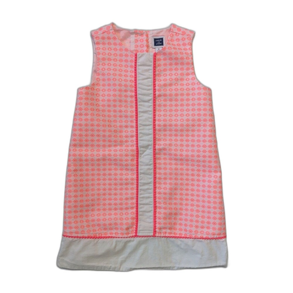 Janie And Jack Neon Pink Retro Daisy Shift Dress Toddler Girl Size 3T